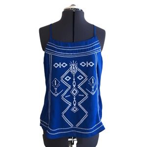 Maurices royal blue white embroidered tank top NWT (medium)